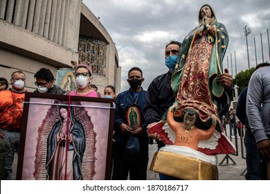 Basilica of Guadalupe, Mexico City, Mexico. December 6, 2020. Thousands of parishioners visit the Basilica of Guadalupe, prior to the celebrations of the Virgin of Guadalupe, in the health emergency.