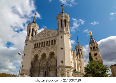 Basilica of Notre Dame de Fourviere in Lyon, France in a summer day