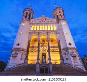 Basilica of Notre-Dame de Fourviere in Lyon. Lyon, Rhone-Alpes, France.