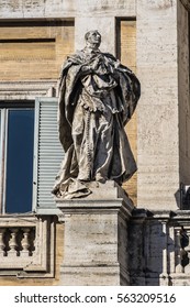 Basilica Of Saint Mary Major (Basilica Di Santa Maria Maggiore, 1743) - Papal Major Basilica And Largest Church In Rome Dedicated To Blessed Virgin Mary. Italy. Fragments Of The Facade.