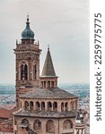 Basilica of Santa Maria Maggiore in Citta Alta, Bergamo, Italy. Historical architecture of Old town or Upper City in Bergamo
