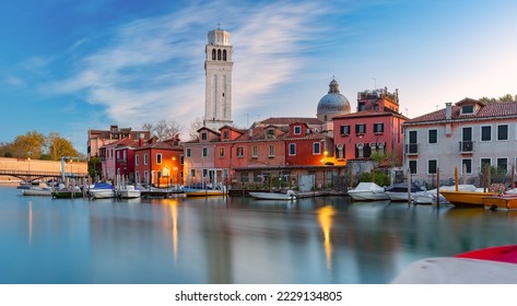 Basilica of St Peter of Castello at sunrise in Venice, Italy
