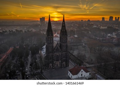 The Basilica St Peter   St Paul is neo  Gothic church in Vyšehrad fortress in Prague  Czech Republic 
Founded in 1070  1080 by the Czech King Vratislav II  Behind the church is famous cemetery 