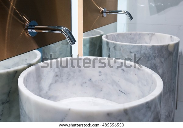 Basin Made Marble Stainless Steel Faucets Stock Photo Edit Now