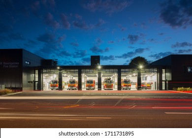 Basingstoke, Hampshire / Uk - 08-06-2018: Exterior Of Basingstoke Fire Station At Dusk