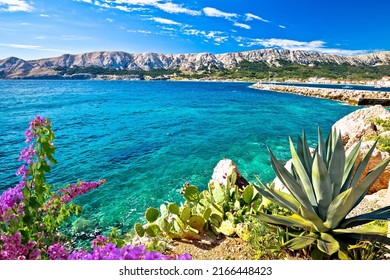Baska. Idyllic sea  landscape in town of Baska, Island of Krk in Kvarner bay of Croatia