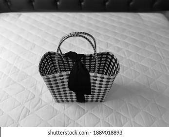 Black​ And​ White​ Checkbox​ Hand​ Woven​ Basket