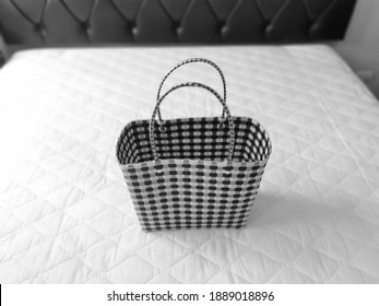 Black​ And​ White​ Checkbox​ Hand​ Woven​ Basket