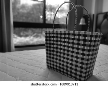 Black​ And​ White​ Checkbox​ Hand​ Woven​ Basket