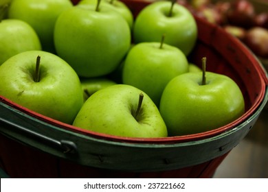 A basket of apples for sale at the Famers Market.