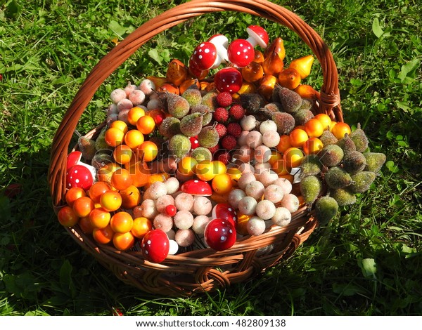 Basket Autumn Fruits Ready Decorate Stock Photo Edit Now 482809138