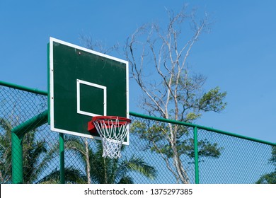 Basket Ball Board Out Door Against Blue Sky