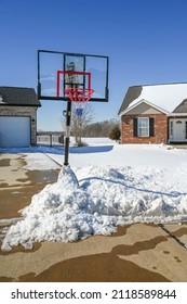 Basket Ball Winter Play After A Snow Blizzard In St Louis, Mo