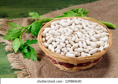 Basket Of Dried Beans On A Canvas