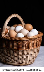 basket with a lot of eggs 