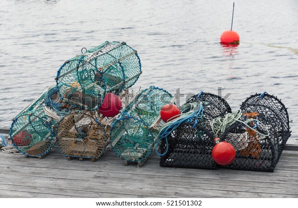 Basket fish traps to\
catch crab and lobster
