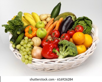 BASKET OF FRESH FRUIT AND VEGETABLES CUT OUT