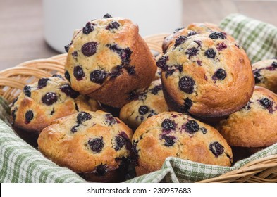 Basket Of Freshly Baked Warm Berry Muffins