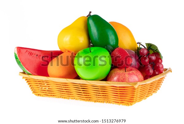 Basket Fruit Decoration Artificial Fruit Ornaments Stock Photo