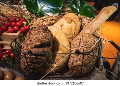 Basket of handmade breads in the oven - Powered by Shutterstock