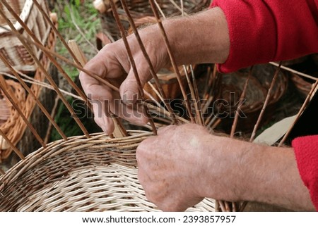 Basket maker at work, closeup