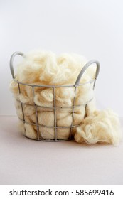 Basket Of Raw Natural Fiber. 