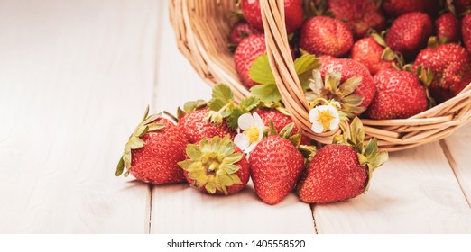 basket with strawberry on white table - Shutterstock ID 1405558520