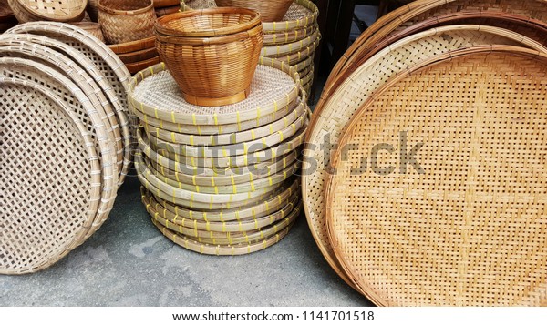 Basket Weaving Sell Handicraft Handmade Asian Stock Photo Edit Now 1141701518