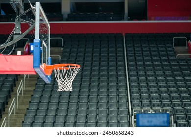 basketball arena, net and rim, no people