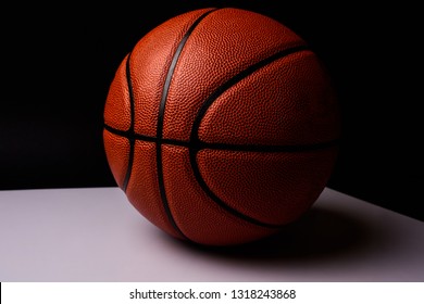 Basketball Ball On Black Background.