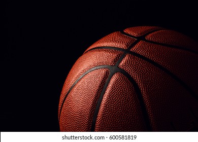 Basketball Ball On Black Background.