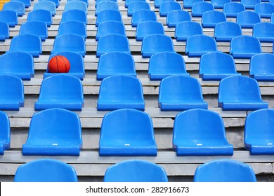 Basketball Ball On Stadium Seat