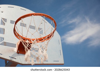 Basketball basket ready for solo or team practice, healthy outdoor sport