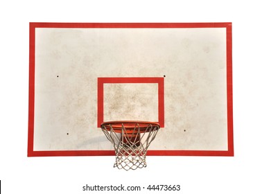 Basketball Board With Hoop Net Isolated On White Background