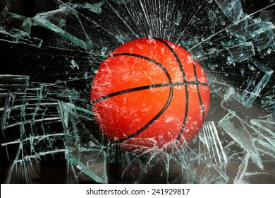 Basketball Breaking Glass.