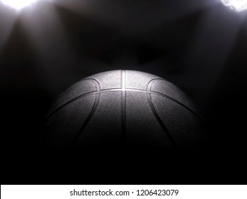 Basketball close-up on black background with bokeh, spotlights - Shutterstock ID 1206423079
