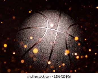 Basketball close-up on black background with bokeh, spotlights - Shutterstock ID 1206423106