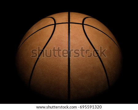 Basketball close-up on black background