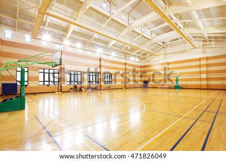 basketball court in modern gym