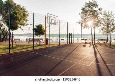 Basketball Court Open Air No People In The Morning