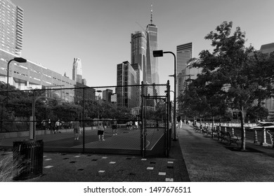 Basketball Courtside In West End, New York