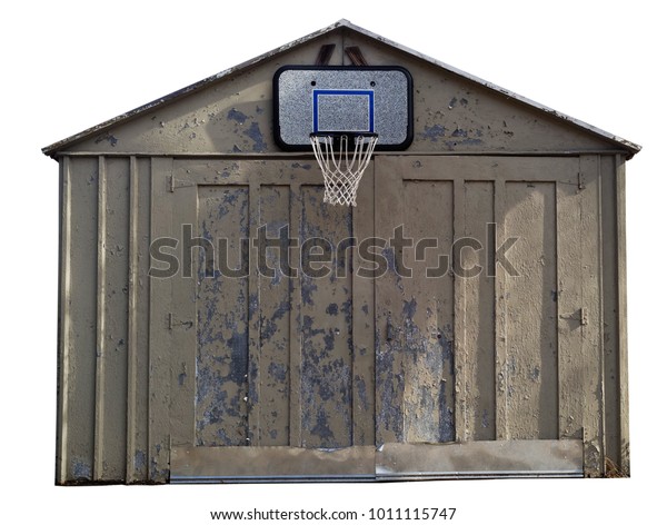 Basketball Hoop Attached Weathered Residential Neighborhood Stock