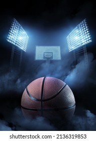 Basketball hoop and ball, 3d rendering