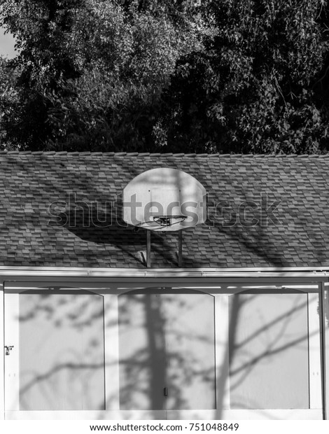 Basketball Hoop Front Garage Door On Stock Photo Edit Now 751048849