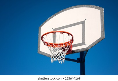 Basketball Hoop On A Blue Sky.