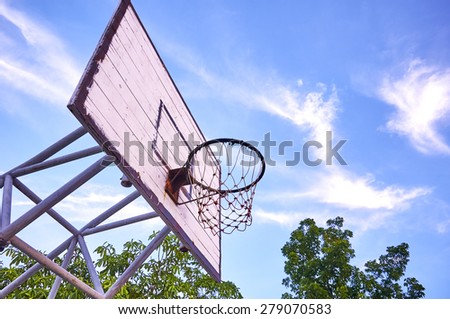 Basketball hoop on sky