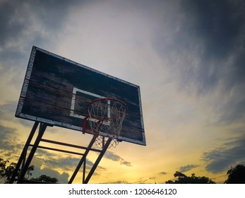 Basketball Hoop Outdoor Sky Cloud Background Stock Photo 1206646120