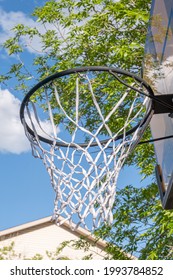 Basketball Hoop Outside In Summer On Driveway