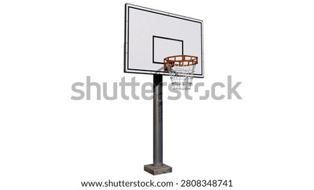 Basketball hoop with rectangular backboard and metal rim on a sturdy pole