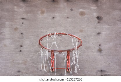Basketball hoop in school.